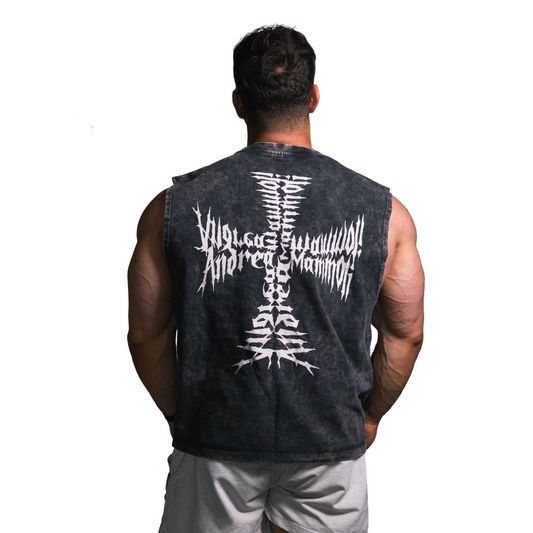 Crucifix Tee - Stone Grey