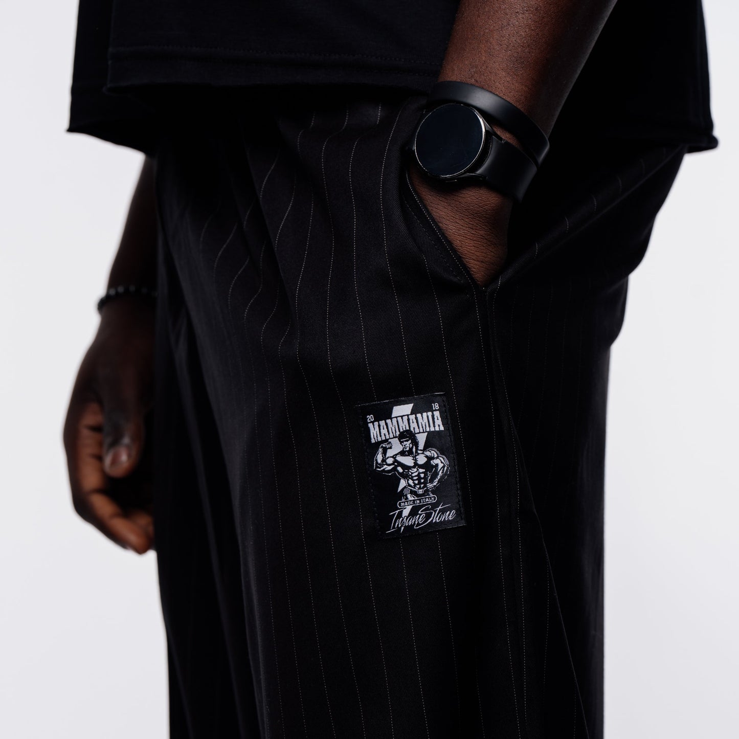 Pants MAMMAMIA - Pinstripe Black - Insane Stone ®