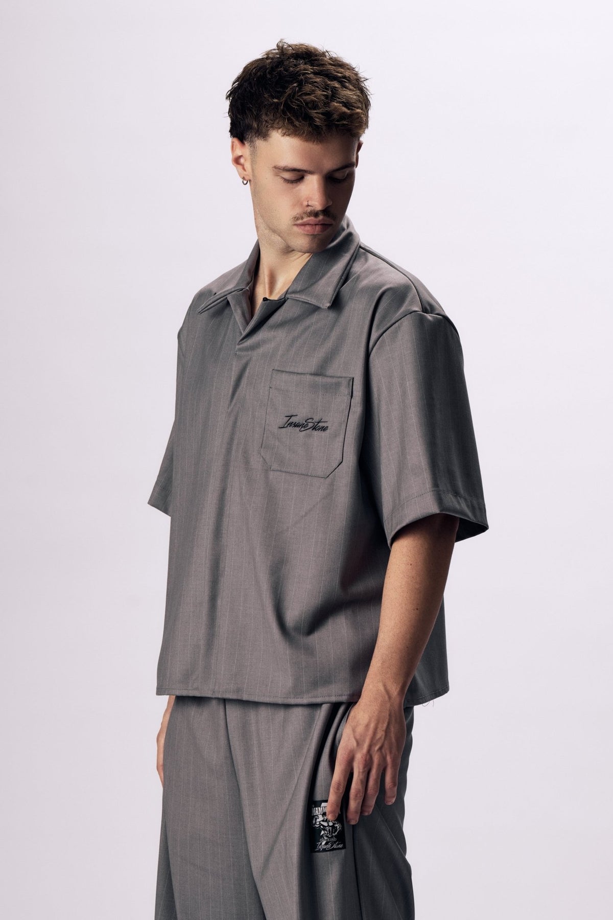 Shirt MAMMAMIA - Pinstripe Gray - Insane Stone ®