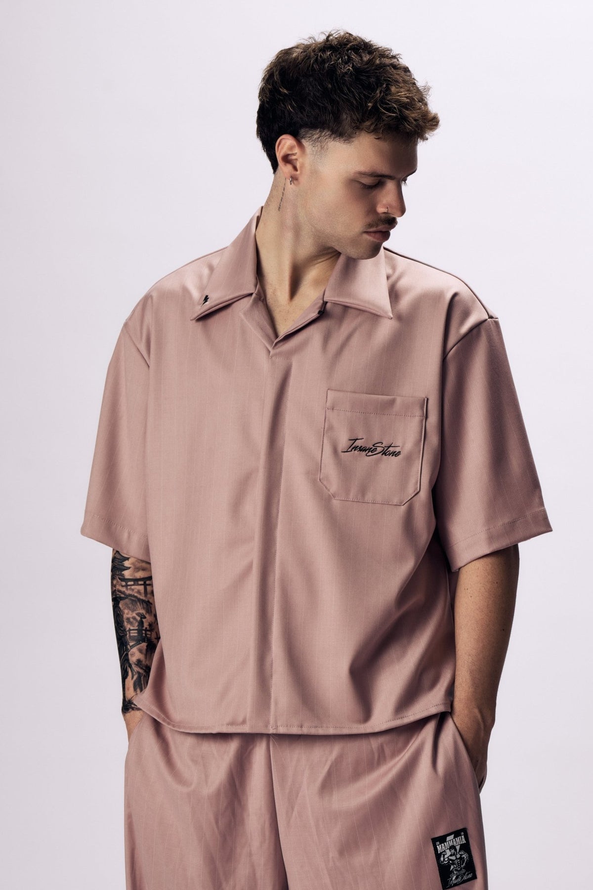 Shirt MAMMAMIA - Pinstripe Old Pink - Insane Stone ®