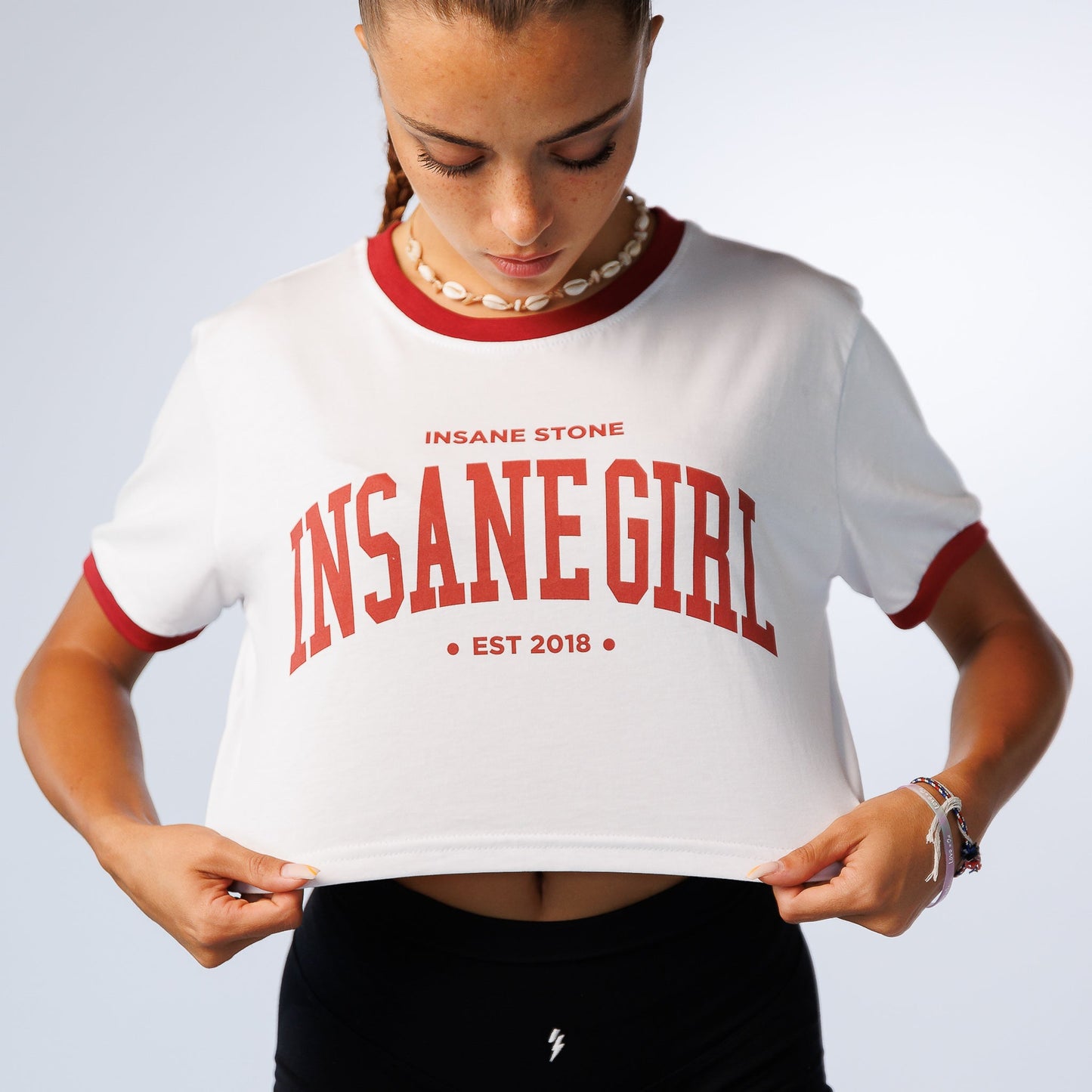 Crop T - shirt W College - White Bordeaux - Insane Stone ®