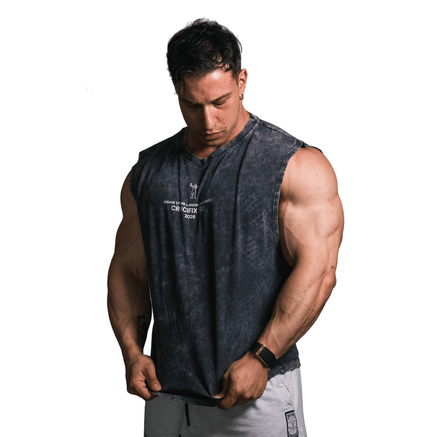 Crucifix Tee - Stone Grey - Insane Stone ®