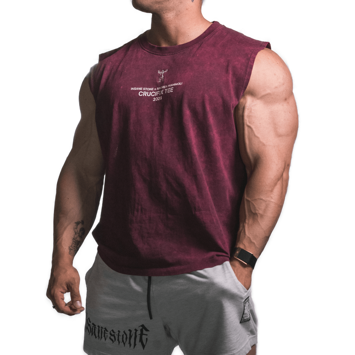Crucifix Tee - Stone Red - Insane Stone ®