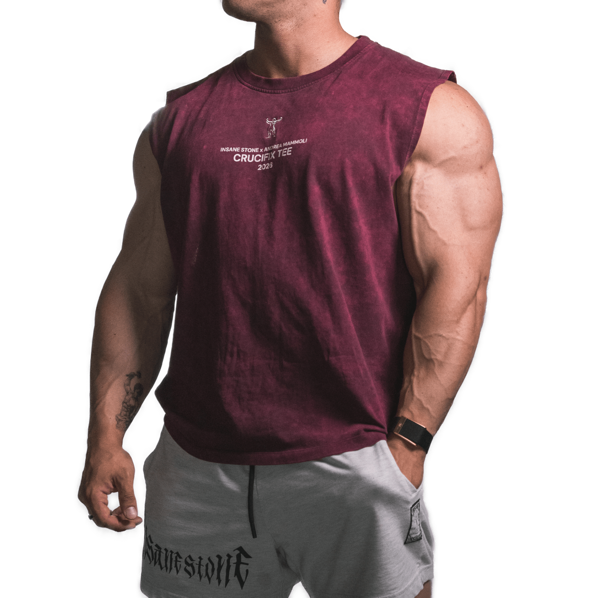 Crucifix Tee - Stone Red - Insane Stone ®
