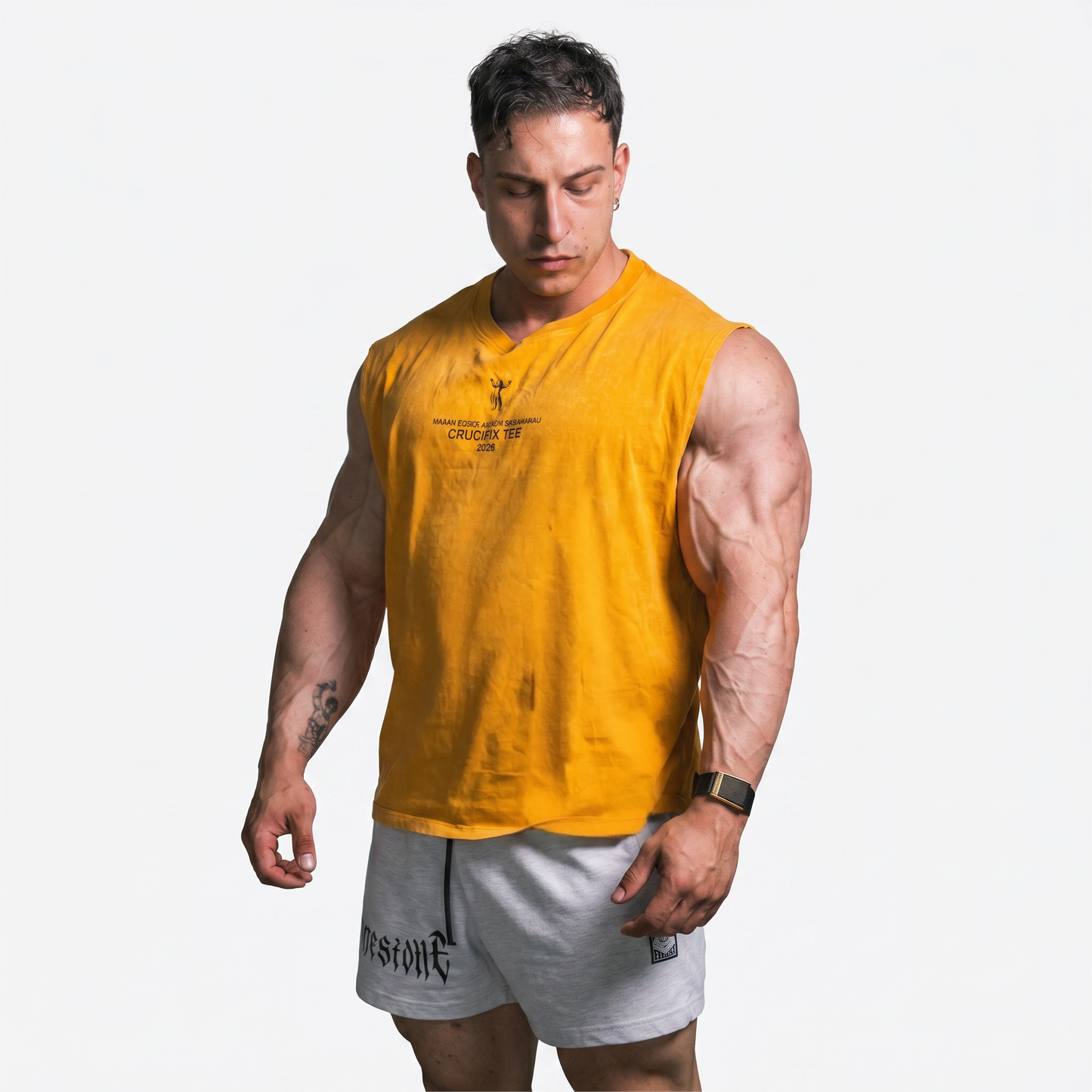 Crucifix Tee - Stone Ochre