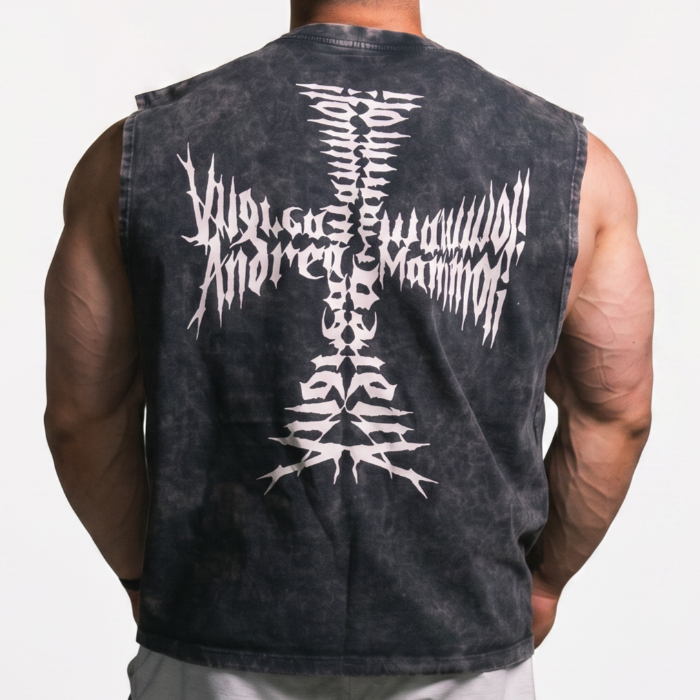 Crucifix Tee - Stone Grey
