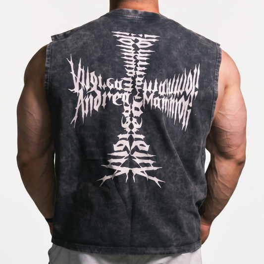Crucifix Tee - Stone Grey