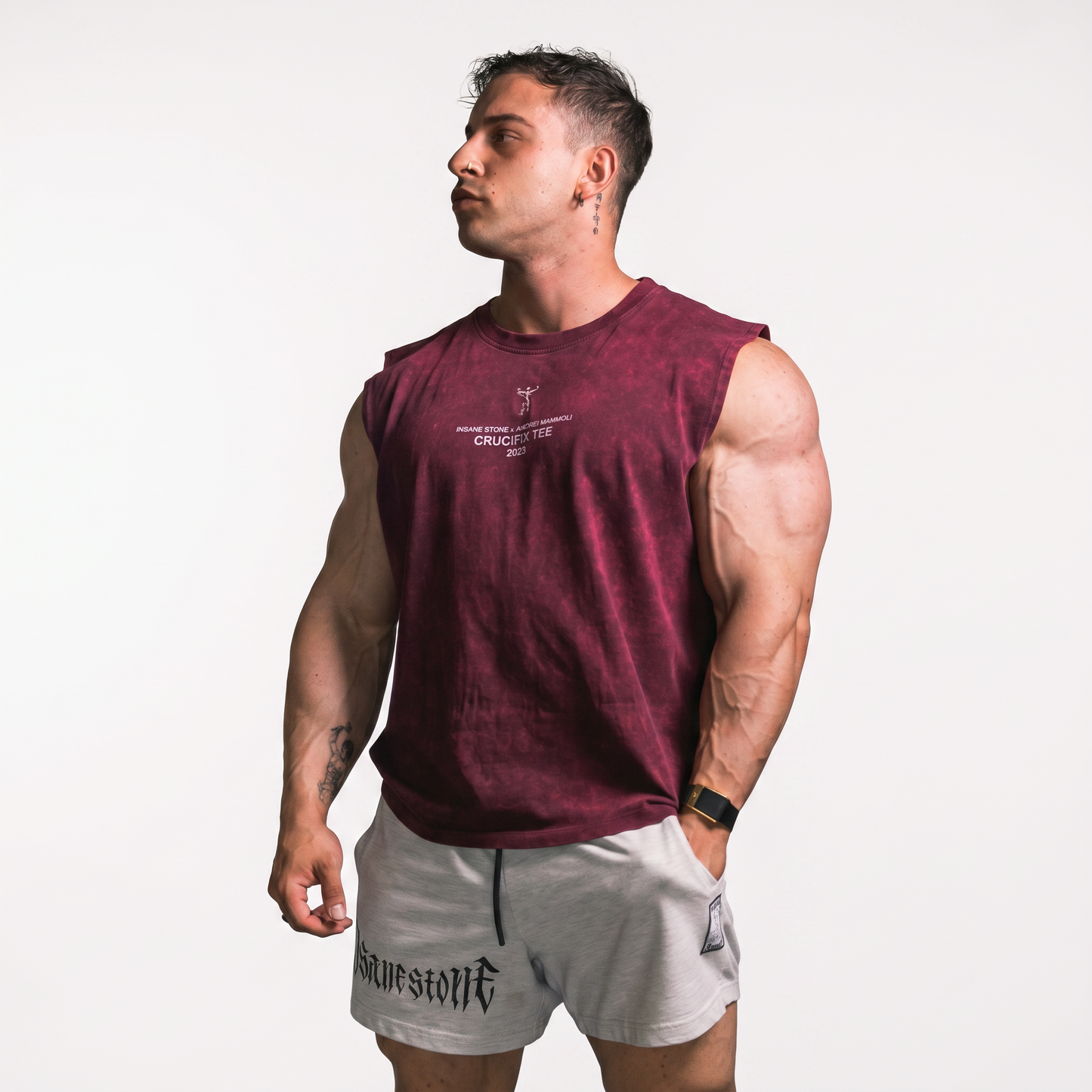 Crucifix Tee - Stone Red