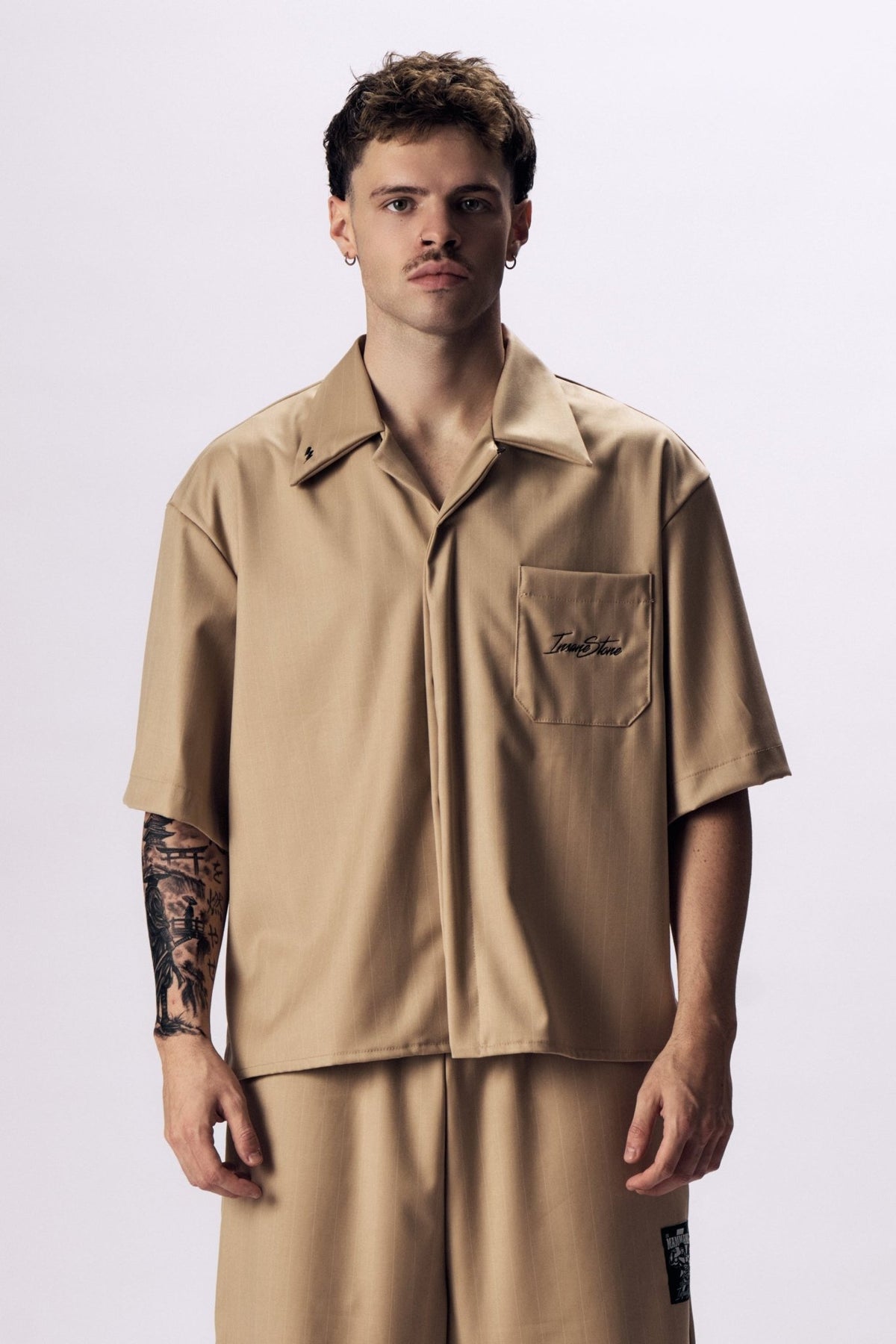 Shirt MAMMAMIA - Pinstripe Beige - Insane Stone ®
