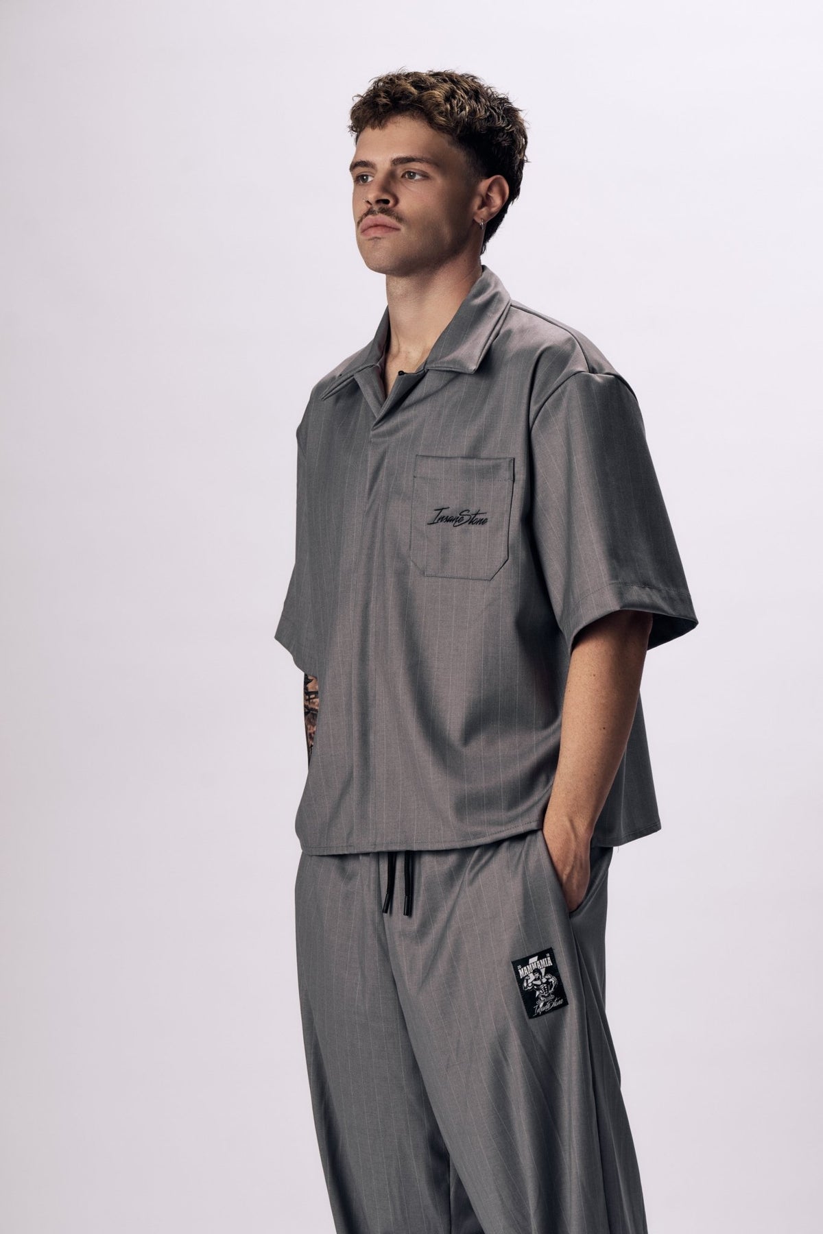 Shirt MAMMAMIA - Pinstripe Gray - Insane Stone ®