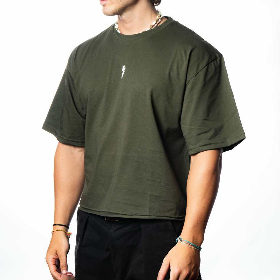 T-shirt Villain Oversize|Crop Military Green