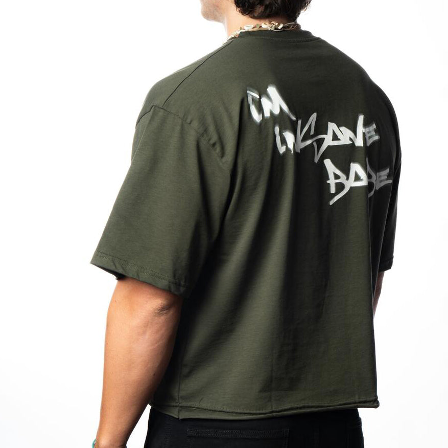 T-shirt Villain Oversize|Crop Military Green