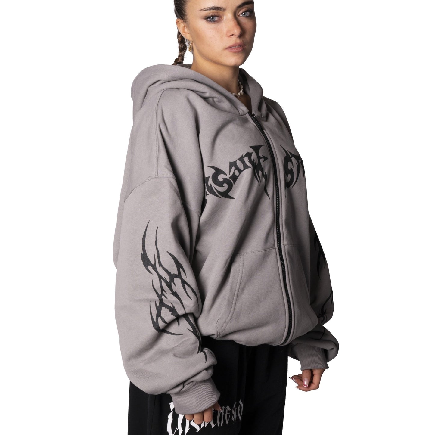 Tribal Strength Zip Hoodie Dark Grey - Insane Stone ®