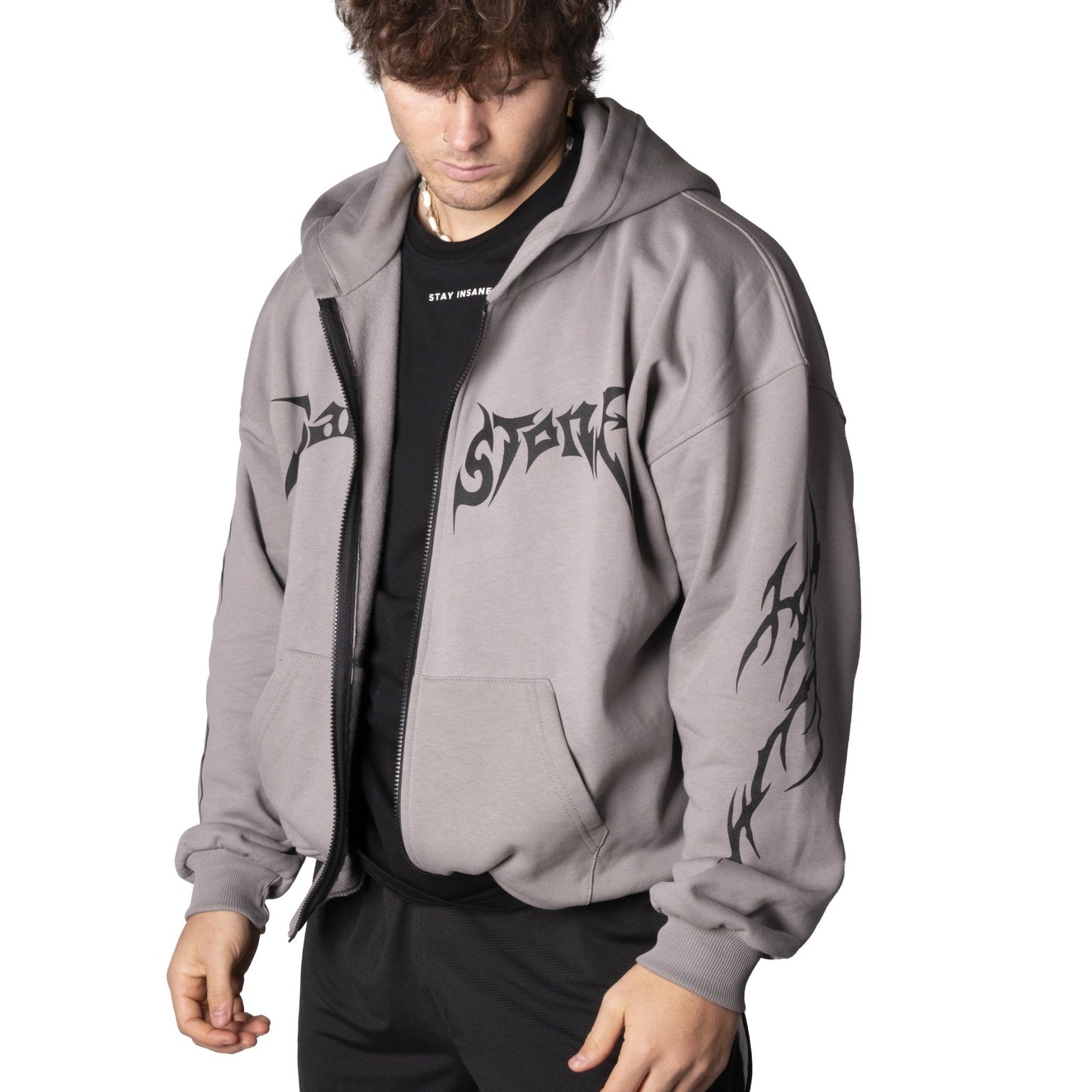 Tribal Strength Zip Hoodie Dark Grey - Insane Stone ®