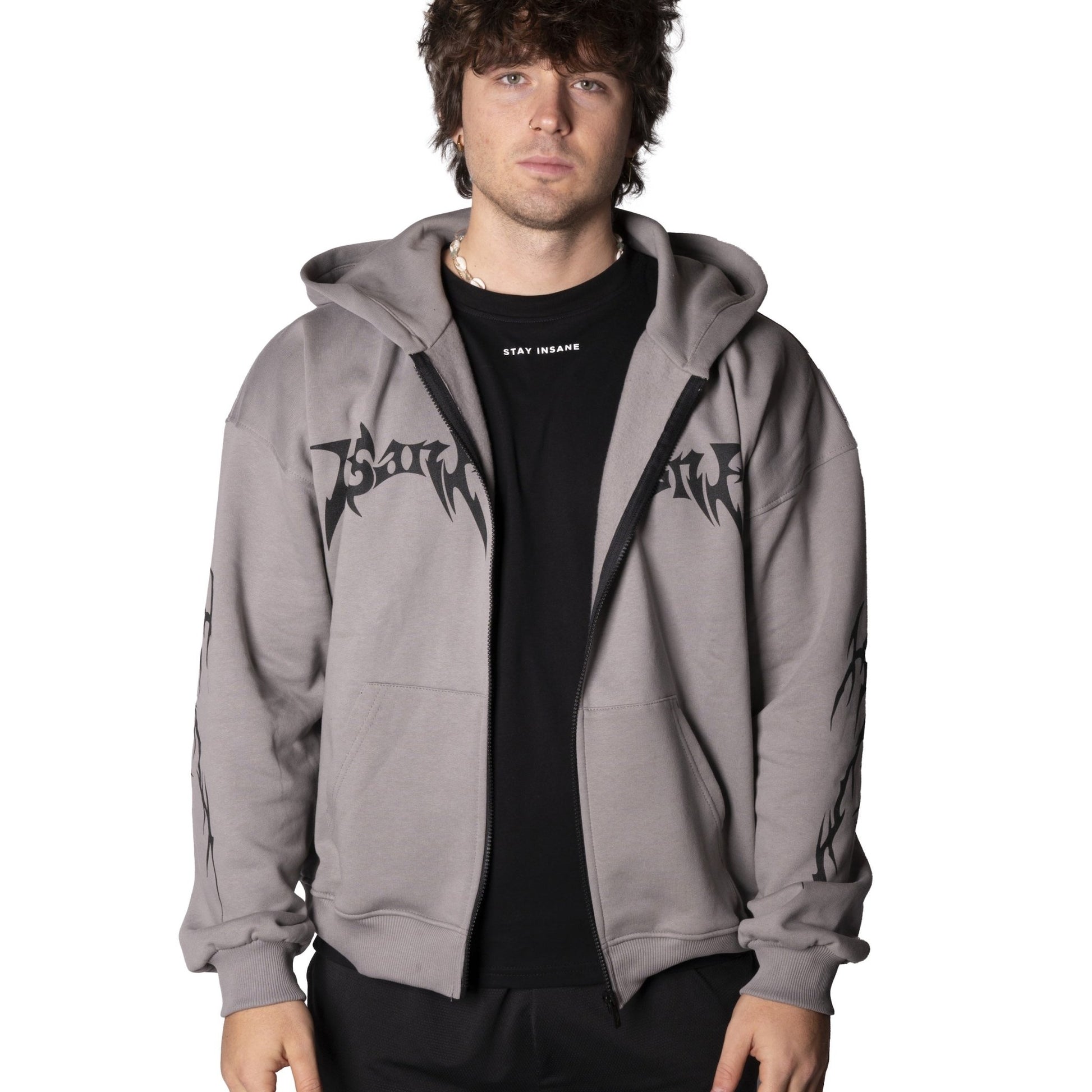 Tribal Strength Zip Hoodie Dark Grey - Insane Stone ®