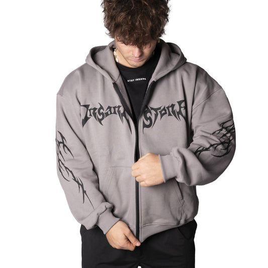 Tribal Strength Zip Hoodie Dark Grey - Insane Stone ®