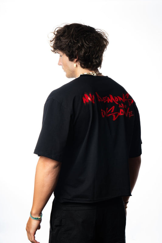 T-shirt Villain Oversize|Crop Black - Insane Stone