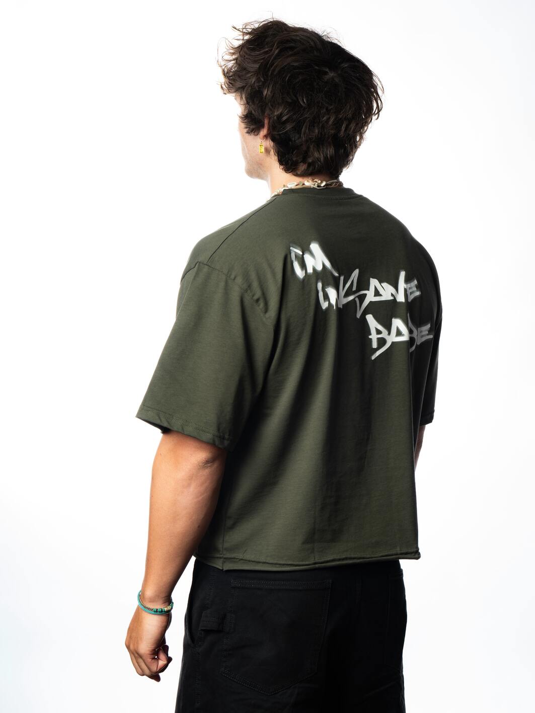 T-shirt Villain Oversize|Crop Military Green - Insane Stone
