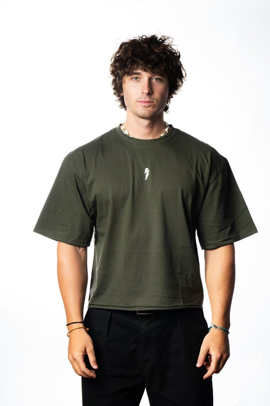 T-shirt Villain Oversize|Crop Military Green - Insane Stone